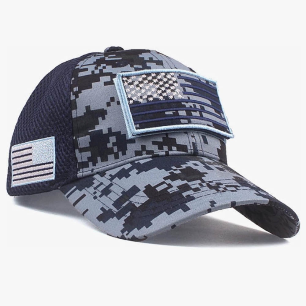 Gorra de béisbol de camuflaje para hombre con diseño de malla.